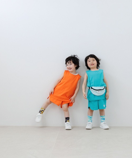 LOWRYS FARM(ローリーズファーム)の「カットSETUP 664980(セットアップ・キッズ・オレンジ/エメラルドブルー・120cm/110cm/150cm/140cm/130cm)」の15枚目の写真