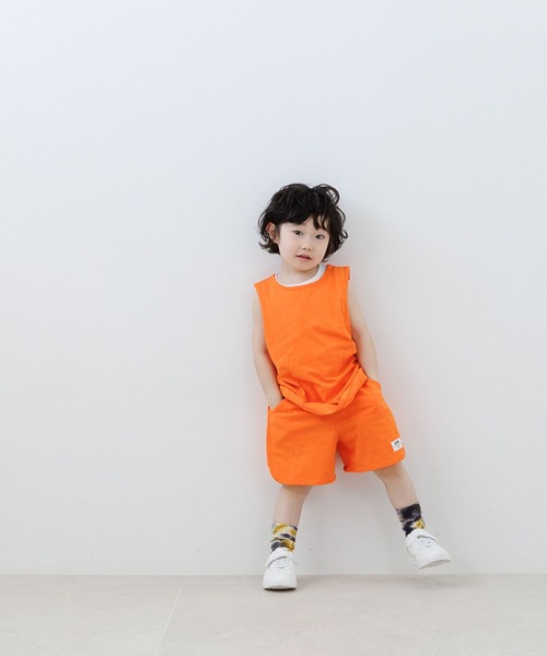 LOWRYS FARM(ローリーズファーム)の「カットSETUP 664980(セットアップ・キッズ・オレンジ/エメラルドブルー・120cm/110cm/150cm/140cm/130cm)」の4枚目の写真