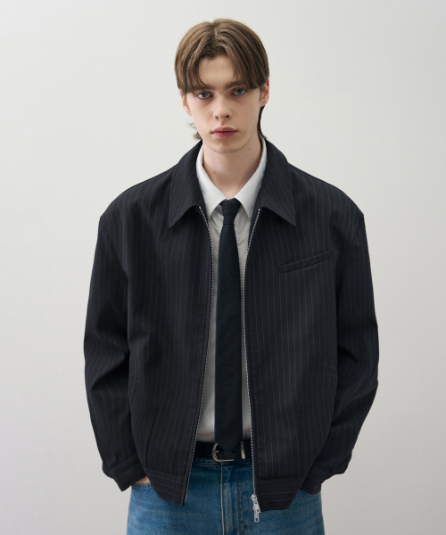 DRAW FIT（ドローフィット）の「ピンストライプクロップブルゾンジャケット[DARK NAVY]（ブルゾン・メンズ・その他・M/L/XL）」の12枚目の写真