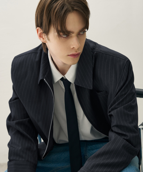 DRAW FIT（ドローフィット）の「ピンストライプクロップブルゾンジャケット[DARK NAVY]（ブルゾン・メンズ・その他・M/L/XL）」の13枚目の写真