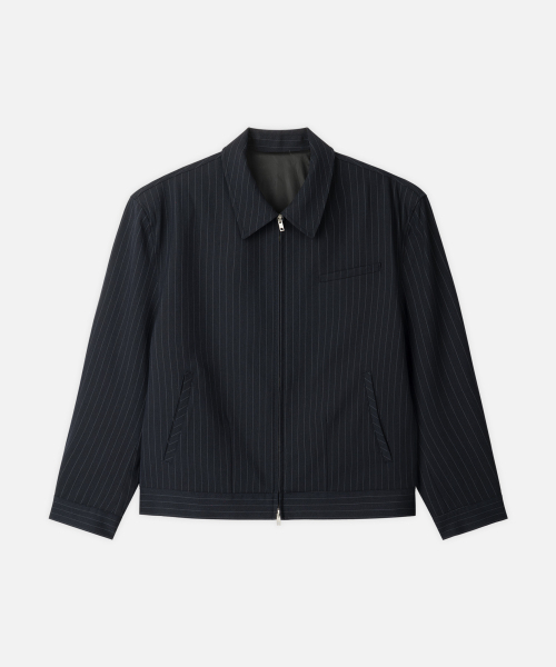 DRAW FIT（ドローフィット）の「ピンストライプクロップブルゾンジャケット[DARK NAVY]（ブルゾン・メンズ・その他・M/L/XL）」の4枚目の写真