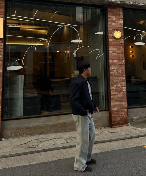 DRAW FIT（ドローフィット）の「ピンストライプクロップブルゾンジャケット[DARK NAVY]（ブルゾン・メンズ・その他・M/L/XL）」の3枚目の写真
