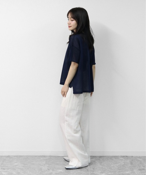 THE CELL.(ザセルドット)の「リネン混 ドライタッチシアー ダメージデザインニット LINEN-BLEND HIGH-TWIST SHEER DISTRESSED KNIT(ニット/セーター・レディース・ベージュ/ブラック/ネイビー・FREE)」の13枚目の写真