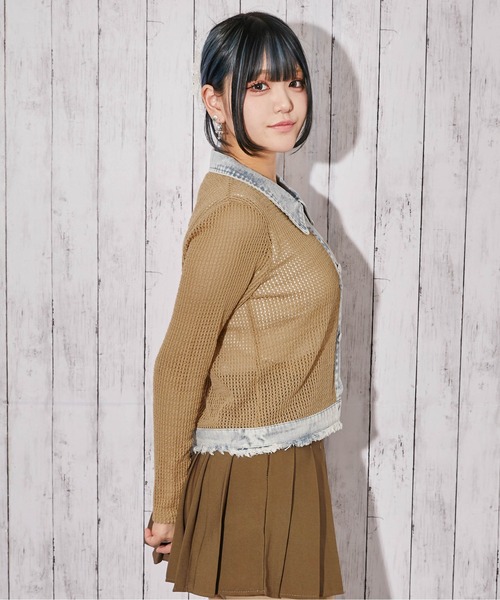 GORGE(ゴージ)の「《デニム×メッシュ》カーディガン/ストリート×カジュアル/春夏秋/全3色(カーディガン/ボレロ・レディース・オフホワイト/ベージュ/ブラック・F)」の17枚目の写真