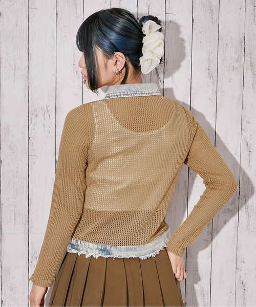 GORGE(ゴージ)の「《デニム×メッシュ》カーディガン/ストリート×カジュアル/春夏秋/全3色(カーディガン/ボレロ・レディース・オフホワイト/ベージュ/ブラック・F)」の16枚目の写真