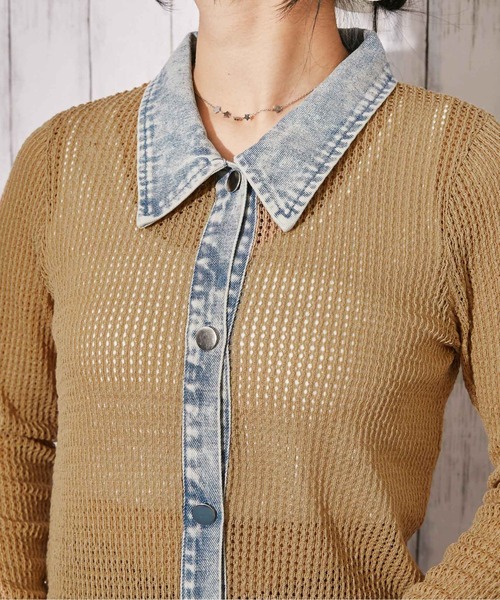 GORGE(ゴージ)の「《デニム×メッシュ》カーディガン/ストリート×カジュアル/春夏秋/全3色(カーディガン/ボレロ・レディース・オフホワイト/ベージュ/ブラック・F)」の15枚目の写真