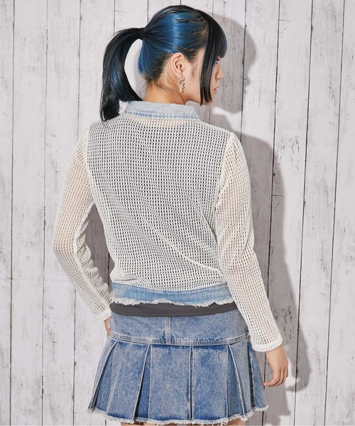 GORGE(ゴージ)の「《デニム×メッシュ》カーディガン/ストリート×カジュアル/春夏秋/全3色(カーディガン/ボレロ・レディース・オフホワイト/ベージュ/ブラック・F)」の20枚目の写真
