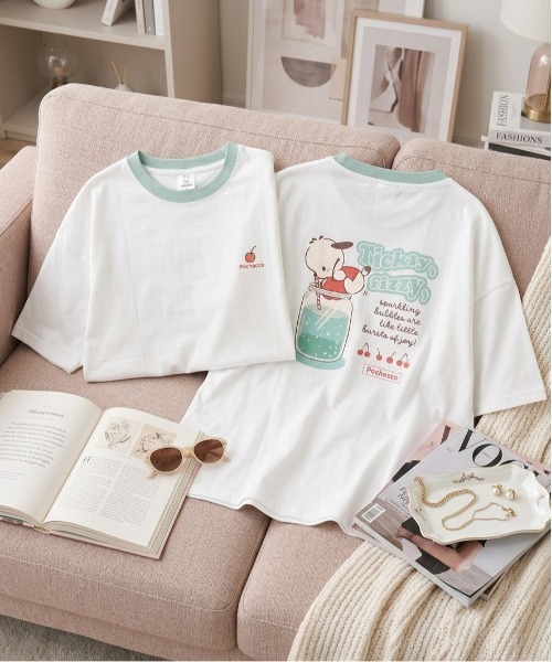 sanrio(サンリオ)の「【SANRIO/サンリオ】キャラクタープリント 半袖リンガーTシャツ(WIDEシルエット)(Tシャツ/カットソー・レディース・イエロー/オートミール/スミクロ/オフホワイト・LARGE/MEDIUM)」の2枚目の写真