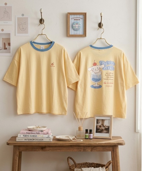 sanrio(サンリオ)の「【SANRIO/サンリオ】キャラクタープリント 半袖リンガーTシャツ(WIDEシルエット)(Tシャツ/カットソー・レディース・イエロー/オートミール/スミクロ/オフホワイト・LARGE/MEDIUM)」の4枚目の写真