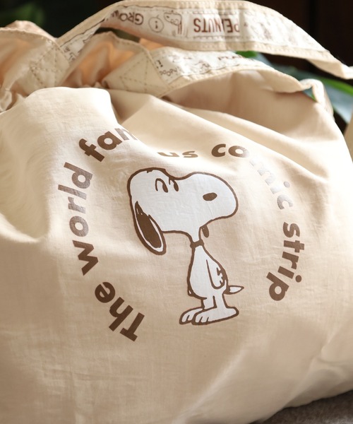 SNOOPY(スヌーピー)の「SNOOPY スヌーピー巾着トートバッグ(トートバッグ・レディース・ベージュ/ダークグレー・FREE)」の7枚目の写真