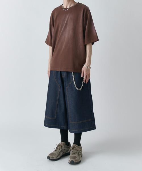 Lui's(ルイス)の「【Neucon】DOUBLE KNEE WIDE DENIM SHORTS / ダブルニーワイドデニムジョーツ(デニムパンツ・メンズ・インディゴブルー/ブラック・1/2)」の17枚目の写真