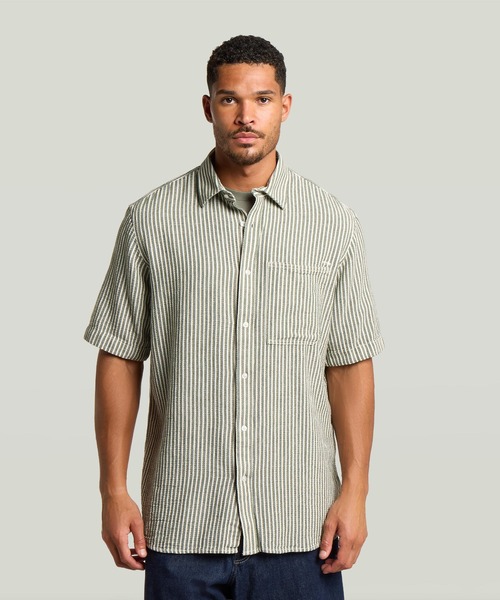 G-STAR(ジースター)の「One Pocket Regular Shirt/ワンポケットレギュラーストライプシャツ(シャツ/ブラウス・メンズ・グリーン系その他/ブルー系その他・X-LARGE/X-SMALL/LARGE/MEDIUM/SMALL)」の1枚目の写真
