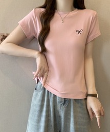 【大人ガーリー】リボンフィットTシャツ