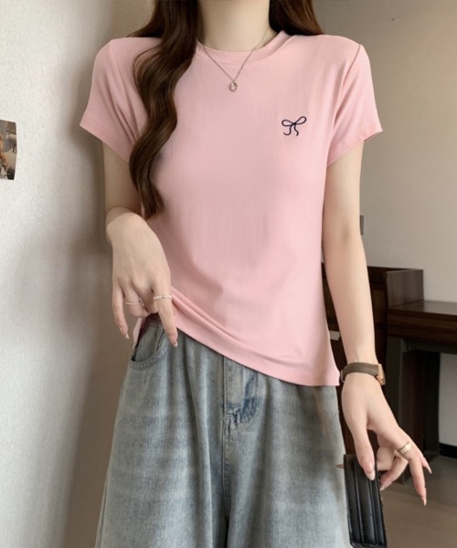 SallyLunn（サリーラン）の「【大人ガーリー】リボンフィットTシャツ（Tシャツ/カットソー・レディース・ネイビー/ピンク/ホワイト・MEDIUM/LARGE）」の11枚目の写真