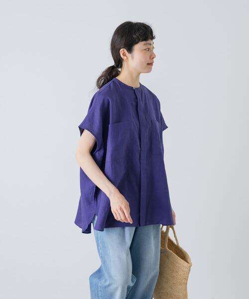かぐれ(カグレ)の「リネンWポケットフレンチシャツ(シャツ/ブラウス・レディース・オフホワイト/ライトブルー/ロイヤルブルー/ブラック・FREE)」の13枚目の写真