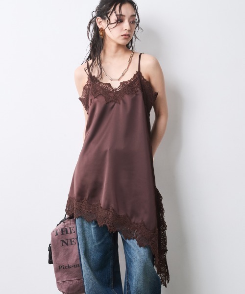 CHIC STYLE(シックスタイル)の「アシンメトリーヘムキャミソールチュニック<大きいサイズ有>シックスタイル(その他トップス・レディース・ボルドー/ブラック・M/L/LL/3L/4L/5L)」の2枚目の写真