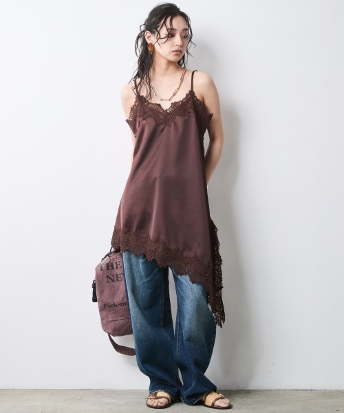 CHIC STYLE(シックスタイル)の「アシンメトリーヘムキャミソールチュニック<大きいサイズ有>シックスタイル(その他トップス・レディース・ボルドー/ブラック・M/L/LL/3L/4L/5L)」の6枚目の写真