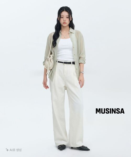 MUSINSA STANDARD WOMAN（ムシンサスタンダードウーマン）の「ウィメンズ テンセル ワン タック エクストラ ワイド デニムパンツ [クリーム]（デニムパンツ・レディース・その他・24/25/26/27/28/29/30）」の12枚目の写真