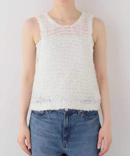 SAYAKADAVIS（サヤカディヴィス）の「SAYAKA DAVIS LINEN FUR TANK WKT110-LF：カットソー（シャツ/ブラウス・レディース・ホワイト・X-SMALL）」の6枚目の写真