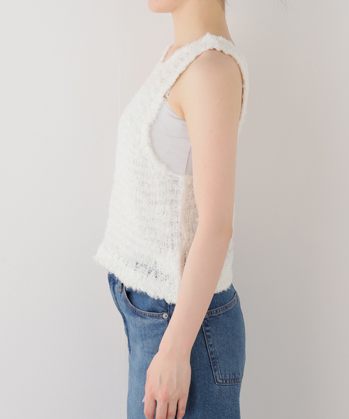 SAYAKADAVIS（サヤカディヴィス）の「SAYAKA DAVIS LINEN FUR TANK WKT110-LF：カットソー（シャツ/ブラウス・レディース・ホワイト・X-SMALL）」の7枚目の写真