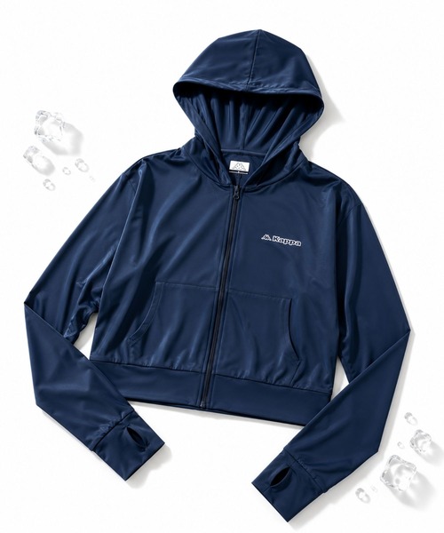 Kappa(カッパ)の「超冷感ショート丈パーカー(パーカー・レディース・ネイビー/ライトグレー/オフホワイト・MEDIUM/X-LARGE/LARGE)」の3枚目の写真