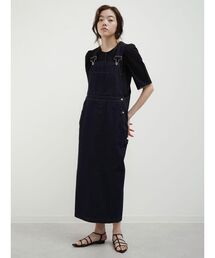 Front pocket denim jumper skirt