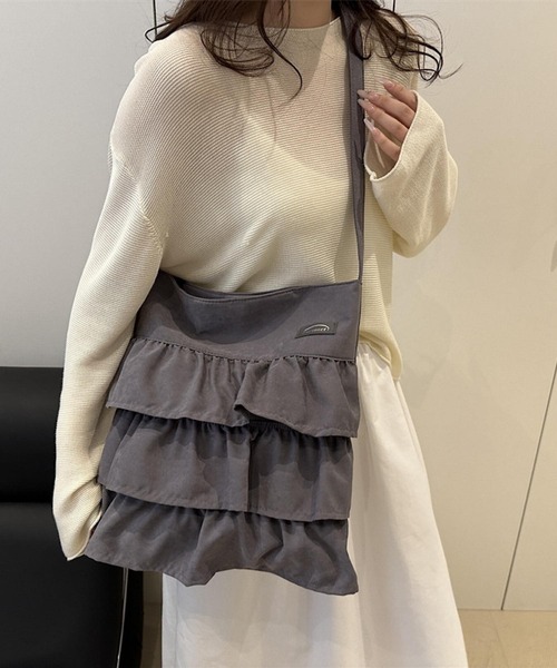 Mignonjour（ミニョンジュール）の「Mignonjour/ティアードフリルトートバッグ M2932（トートバッグ・レディース・グレー/ピンク/アイボリー/ブラック/ブルー・FREE）」の10枚目の写真