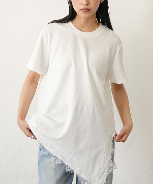 mili an deni(ミリアンデニ)の「裾レーススリットTシャツ(Tシャツ/カットソー・レディース・ブラック/オフホワイト・M)」の17枚目の写真