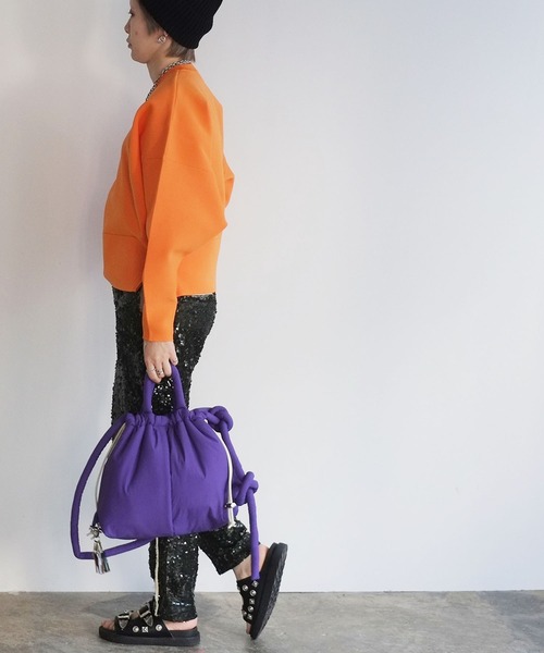 BACKYARD FAMILY(バックヤードファミリー)の「cheek チーク puff kinchaku 2WAY tote(トートバッグ・レディース・カーキ/ブラック/グレー/パープル/イエロー・FREE)」の20枚目の写真