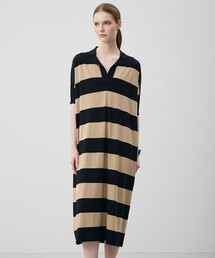 【WEB限定カラーあり】VIS/NYハイゲージ 半袖ポロニットワンピース