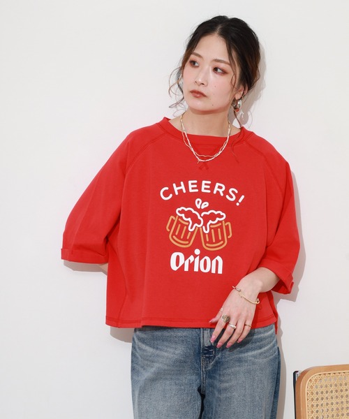 FUNALIVE（ファンアライブ）の「オリオンビールショート丈プルオーバー 半端袖（Tシャツ/カットソー・レディース・アイボリー/レッド/グリーン・M～Ｌ）」の2枚目の写真