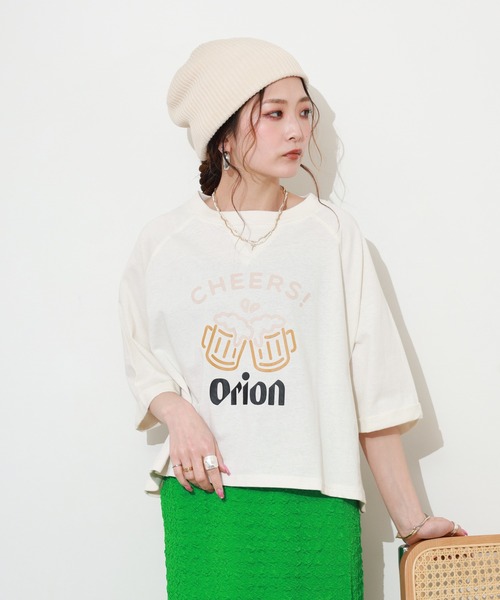 FUNALIVE（ファンアライブ）の「オリオンビールショート丈プルオーバー 半端袖（Tシャツ/カットソー・レディース・アイボリー/レッド/グリーン・M～Ｌ）」の9枚目の写真