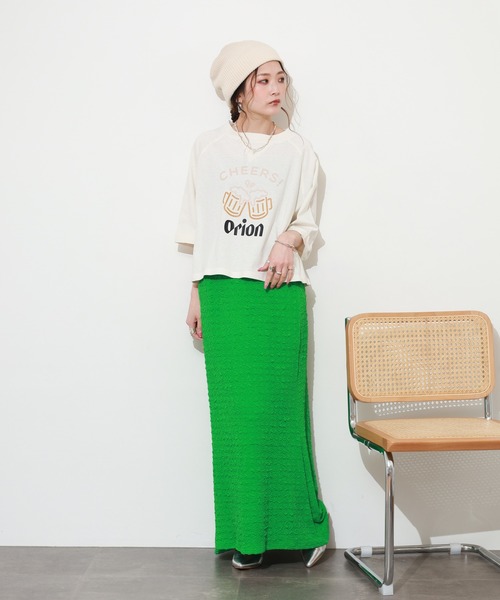 FUNALIVE（ファンアライブ）の「オリオンビールショート丈プルオーバー 半端袖（Tシャツ/カットソー・レディース・アイボリー/レッド/グリーン・M～Ｌ）」の10枚目の写真