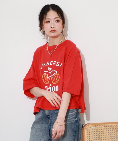 FUNALIVE（ファンアライブ）の「オリオンビールショート丈プルオーバー 半端袖（Tシャツ/カットソー・レディース・アイボリー/レッド/グリーン・M～Ｌ）」の21枚目の写真