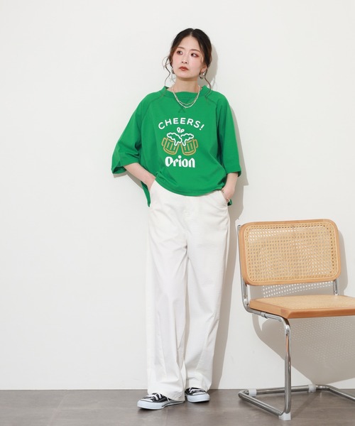FUNALIVE（ファンアライブ）の「オリオンビールショート丈プルオーバー 半端袖（Tシャツ/カットソー・レディース・アイボリー/レッド/グリーン・M～Ｌ）」の17枚目の写真