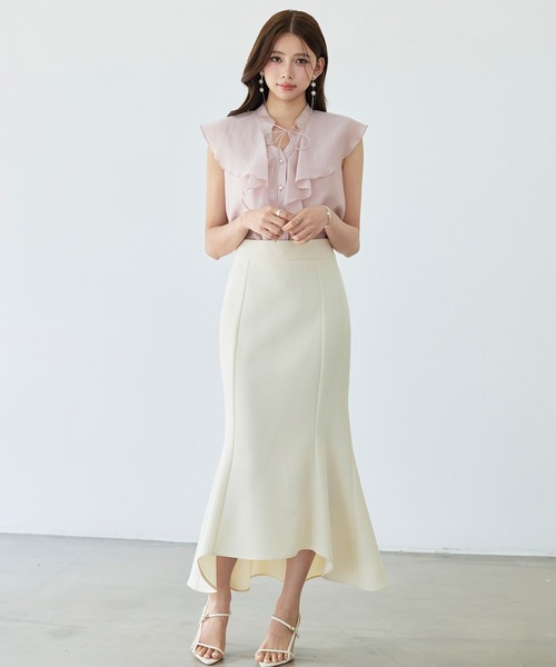 DRESS PLUS(ドレスプラス)の「大きめフリルビッグカラーブラウス(シャツ/ブラウス・レディース・ダークブラウン/ベージュ/ピンク/アイボリー・S/M/L)」の22枚目の写真