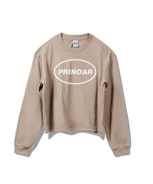 サークルロゴセミクロップ長袖Tシャツ - ジンジャーベージュ