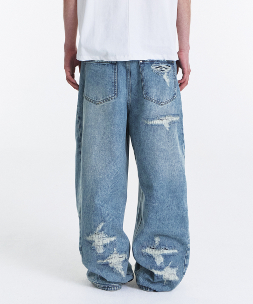 KICHUL(キチョル)の「Square Patch Cut Wide Denim Pants (Mid Blue)(デニムパンツ・レディース・その他・LARGE/SMALL/MEDIUM)」の7枚目の写真