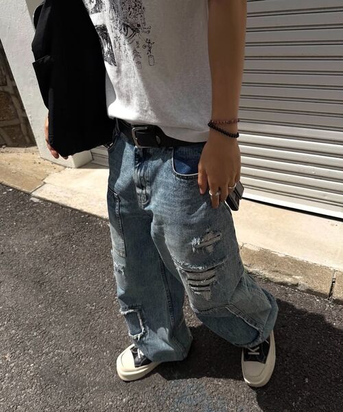 KICHUL(キチョル)の「Square Patch Cut Wide Denim Pants (Mid Blue)(デニムパンツ・レディース・その他・LARGE/SMALL/MEDIUM)」の9枚目の写真