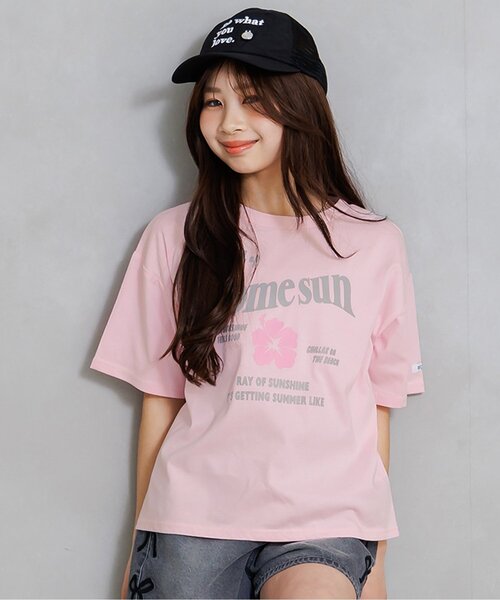 algy(アルジー)の「ハイビスカス半袖Tシャツ(Tシャツ/カットソー・キッズ・ピンク/ラベンダー/オフホワイト・130/140/150/160)」の1枚目の写真