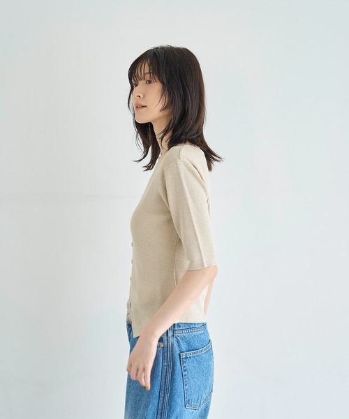 meilmada（メイルマダ）の「レースドッキングラメニット（ニット/セーター・レディース・ネイビー/ベージュ・FREE）」の3枚目の写真