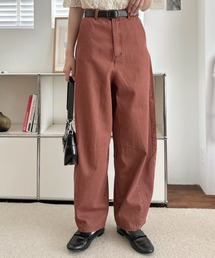 レディースのデニムパンツ（レッド/赤色系・ハイウエスト