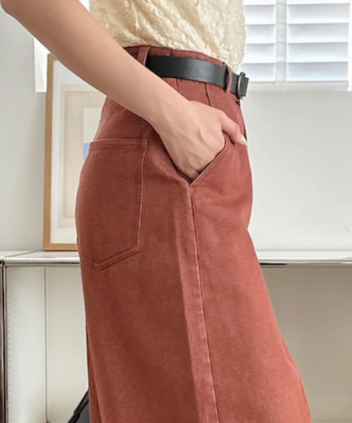 umune(ウムネ)の「デニムパンツ カーブジーンズ ワイドパンツ ハイウエスト ボトムス ロング丈 ジーパン ゆったり 体型カバー 大人カジュアル 秋 冬(デニムパンツ・レディース・グレー/インディゴブルー/レンガ・M/L)」の18枚目の写真
