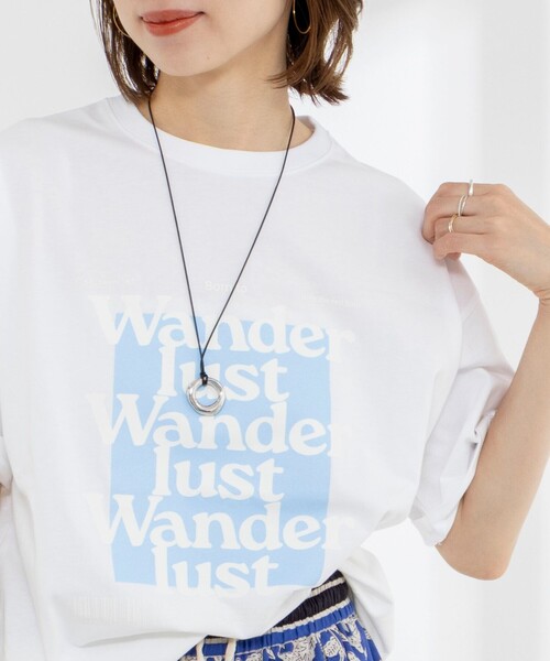 Rie Miller(リエミラー)の「Wander lustウォッシャブルワイドシルエットプリントTシャツ(Tシャツ/カットソー・レディース・グレー系その他/ベージュ系その他/ホワイト系その他3/ホワイト系その他2・FREE)」の2枚目の写真