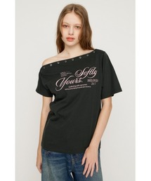 リズリサ ワンショルダープリントTシャツ ブラック ワンショルダープリントTシャツ ｜ LIZ LISA（リズリサ）公式通販