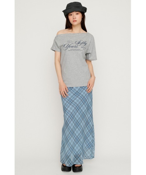 SLY(スライ)の「ONE SHOULDER PRINT TOPS ワンショルダープリントトップス 夏服(Tシャツ/カットソー・レディース・ダークブルー/ブラウン/杢グレー/ライトブラック・FREE)」の9枚目の写真