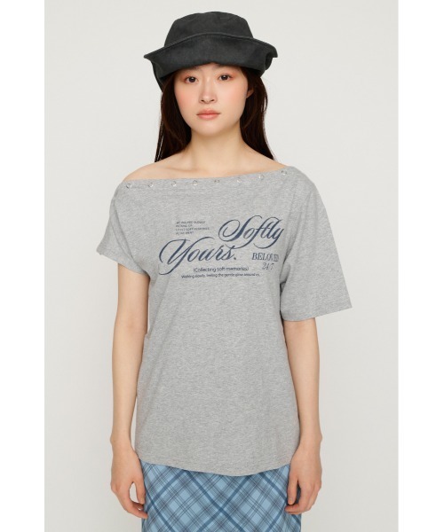SLY(スライ)の「ONE SHOULDER PRINT TOPS ワンショルダープリントトップス 夏服(Tシャツ/カットソー・レディース・ダークブルー/ブラウン/杢グレー/ライトブラック・FREE)」の11枚目の写真