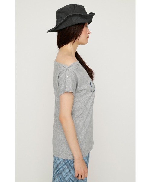 SLY(スライ)の「ONE SHOULDER PRINT TOPS ワンショルダープリントトップス 夏服(Tシャツ/カットソー・レディース・ダークブルー/ブラウン/杢グレー/ライトブラック・FREE)」の13枚目の写真