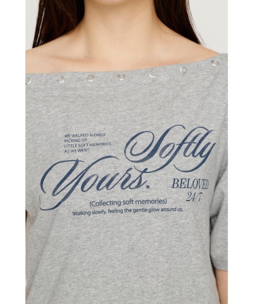 SLY(スライ)の「ONE SHOULDER PRINT TOPS ワンショルダープリントトップス 夏服(Tシャツ/カットソー・レディース・ダークブルー/ブラウン/杢グレー/ライトブラック・FREE)」の15枚目の写真