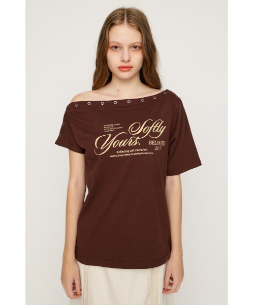 SLY(スライ)の「ONE SHOULDER PRINT TOPS ワンショルダープリントトップス 夏服(Tシャツ/カットソー・レディース・ダークブルー/ブラウン/杢グレー/ライトブラック・FREE)」の19枚目の写真
